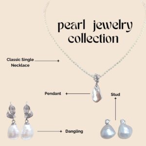 TINY GRAIN FRESHWATER PEARL NECKLACE WITH LOVELY GRAPE LEAVES PENDANT